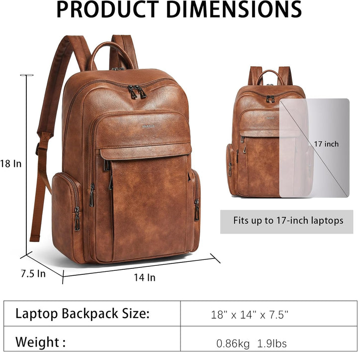 Shrrie Mochila de cuero para computadora portátil para mujer con 17...