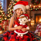Conjunto de Muñeca de Peluche Navideña para Regalo, Muñeca de 14" con Accesorios Navideños