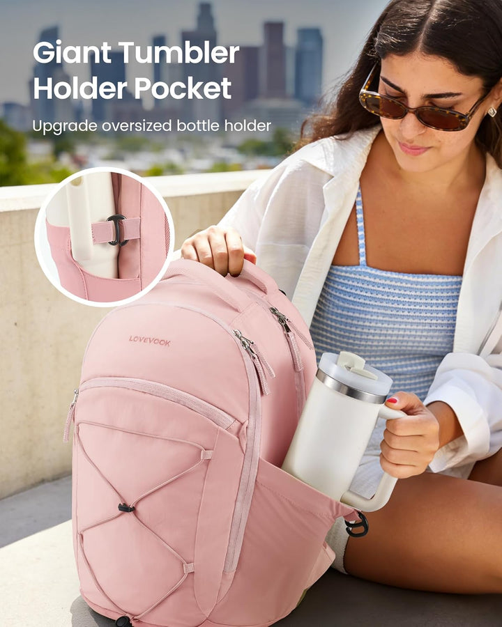 LOVEVOOK Mochila de viaje para laptop, Rosa claro, 15,6 pulg., Viaj...