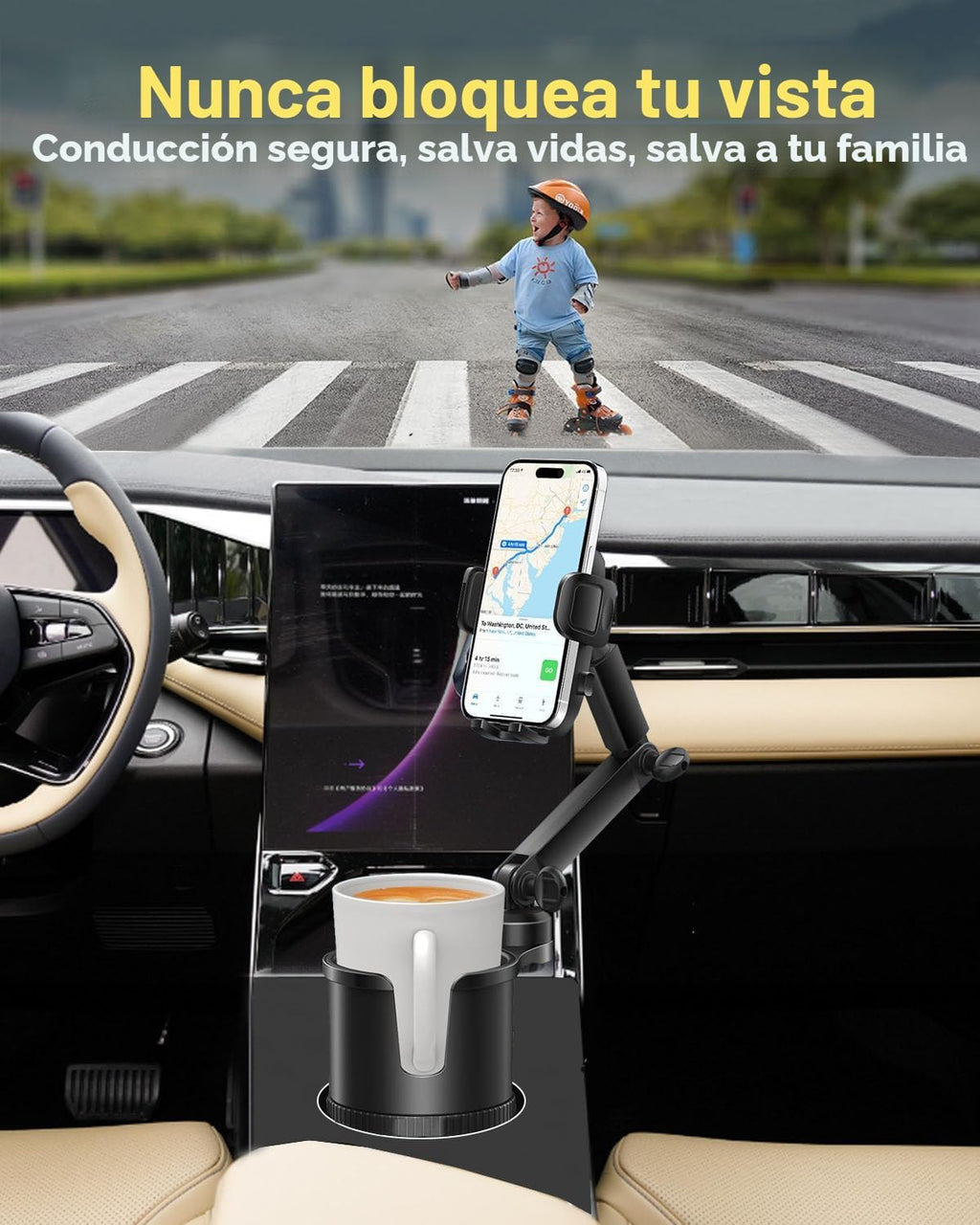 Soporte de teléfono de taza 2 en 1 para automóvil, soporte de