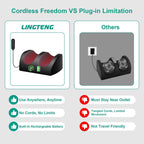 LINGTENG Masajeador de pies inalámbrico recargable con calor, masajeador de pies Shiatsu con control remoto de cable y masaje de rodillo, portátil para uso en el hogar y oficina, regalos para papá y mamá, no funcionará mientras se carga