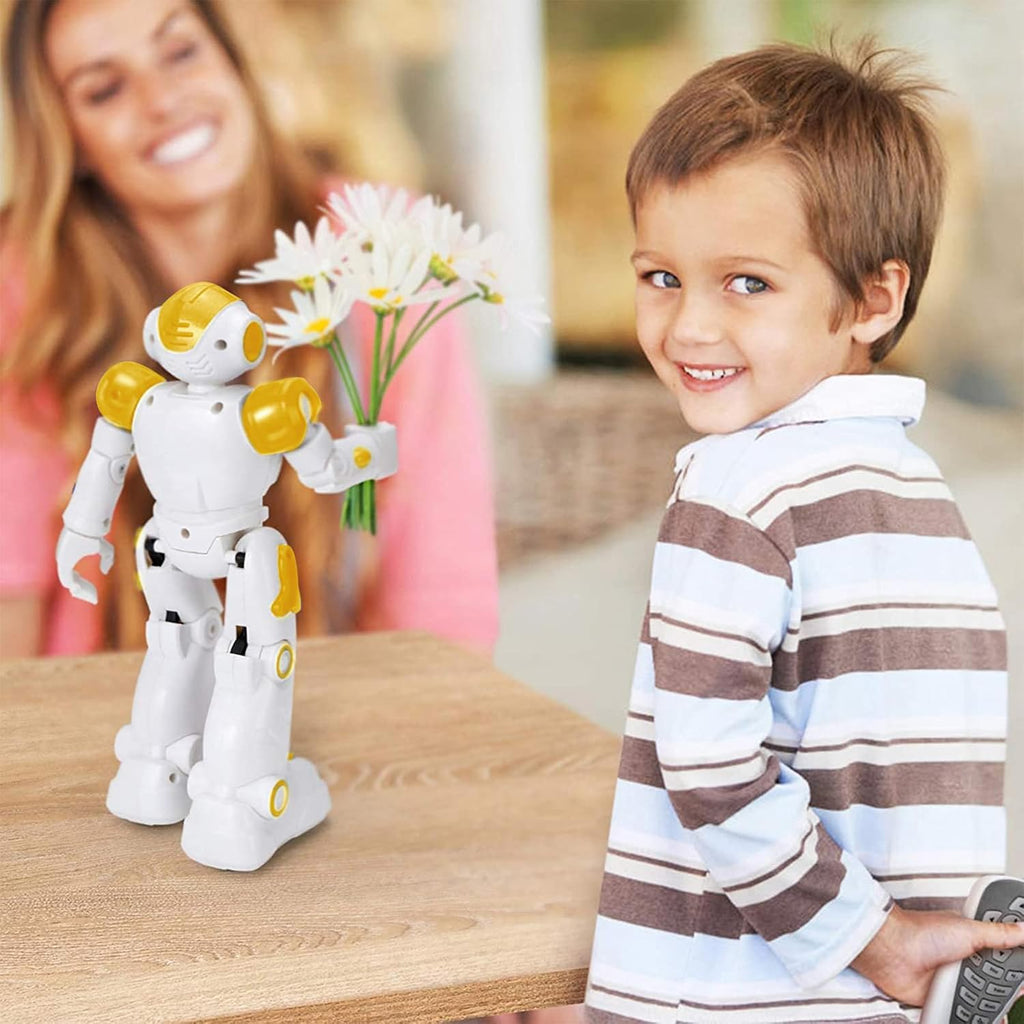 KingsDragon - Robot RC, juguetes para niños, gestos y detección programable, robot inteligente a control remoto para niños de 3 a 8 años, regalo de cumpleaños, amarillo