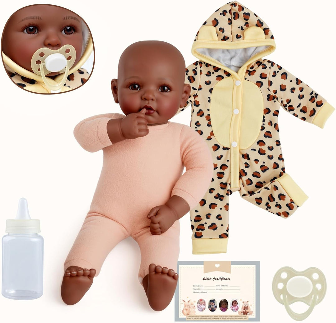 BABESIDE - Adorable muñeca negra realista de 17" hecha a mano,...