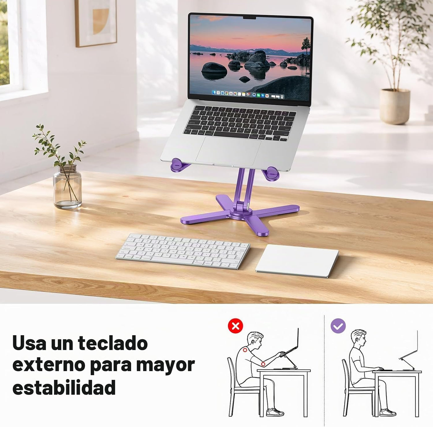 OMOTON Soporte elevador giratorio de 360° para laptop, soporte ergo...