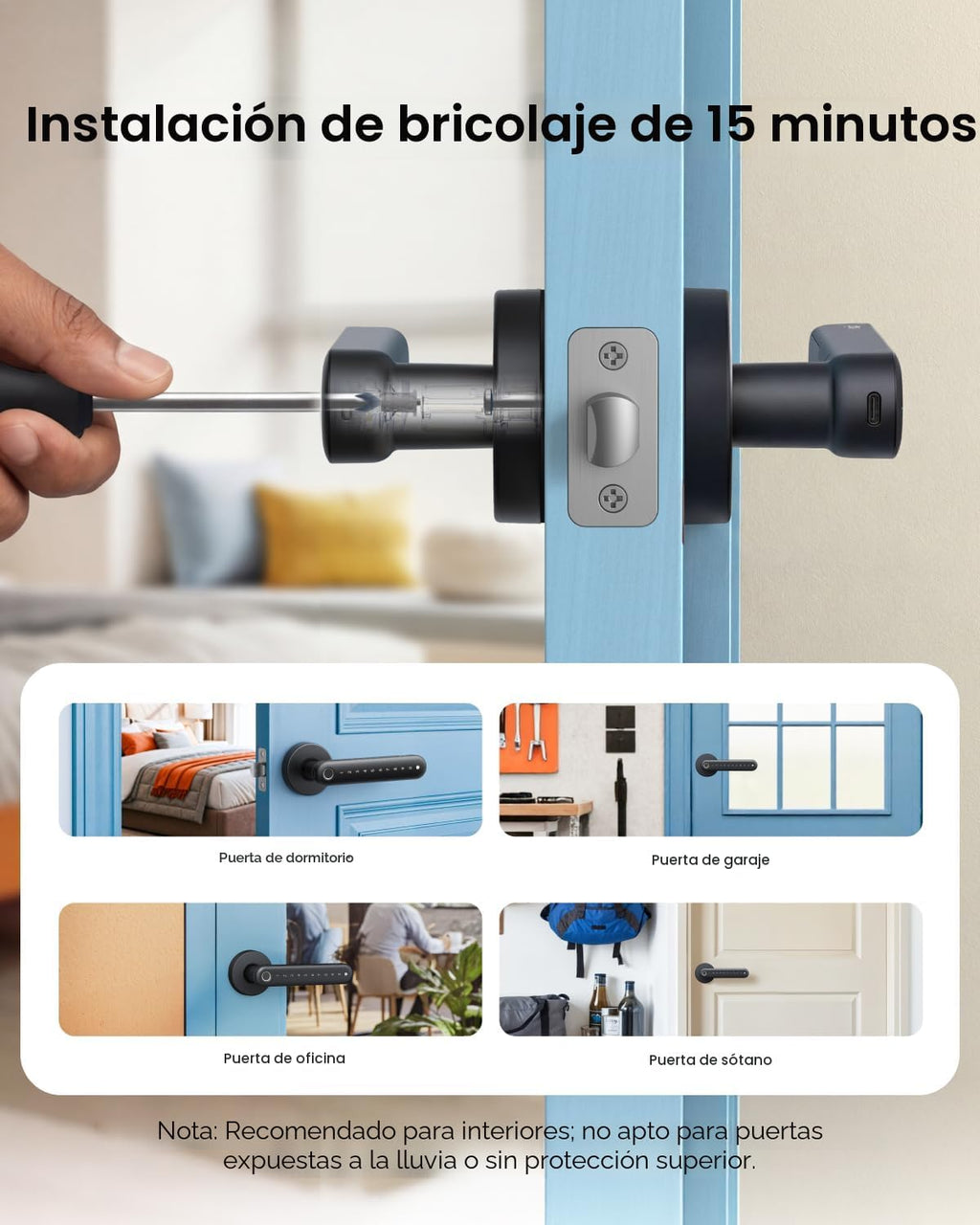 eufy Security Smart Lock FamiLock C32, cerradura sin llave de huellas