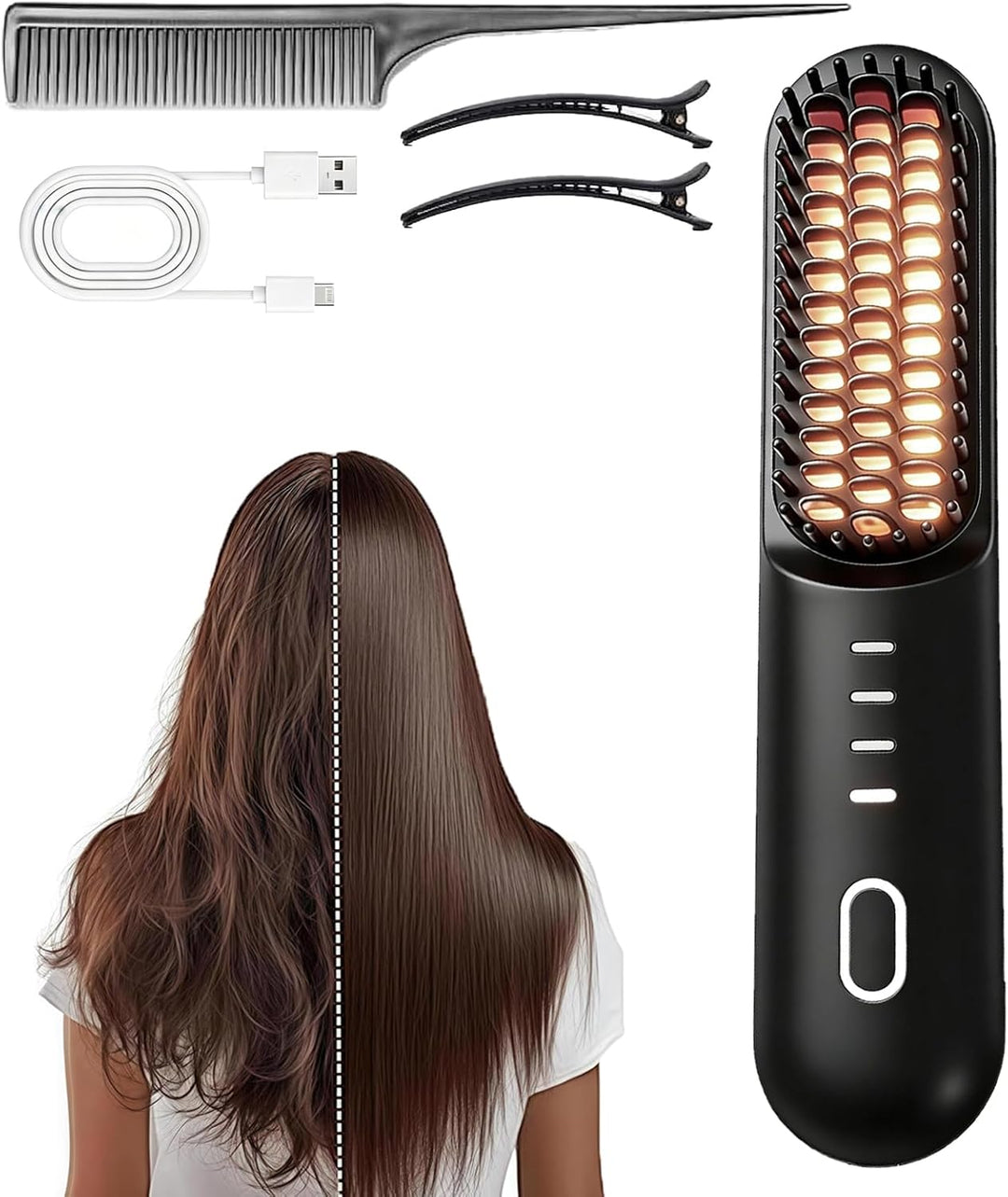 Go Brush Pro para cabello corto, alisado inalámbrico actualizado 20...