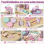 Lehoo Castle Mesa de actividades Montessori de madera para niñas de 1 año