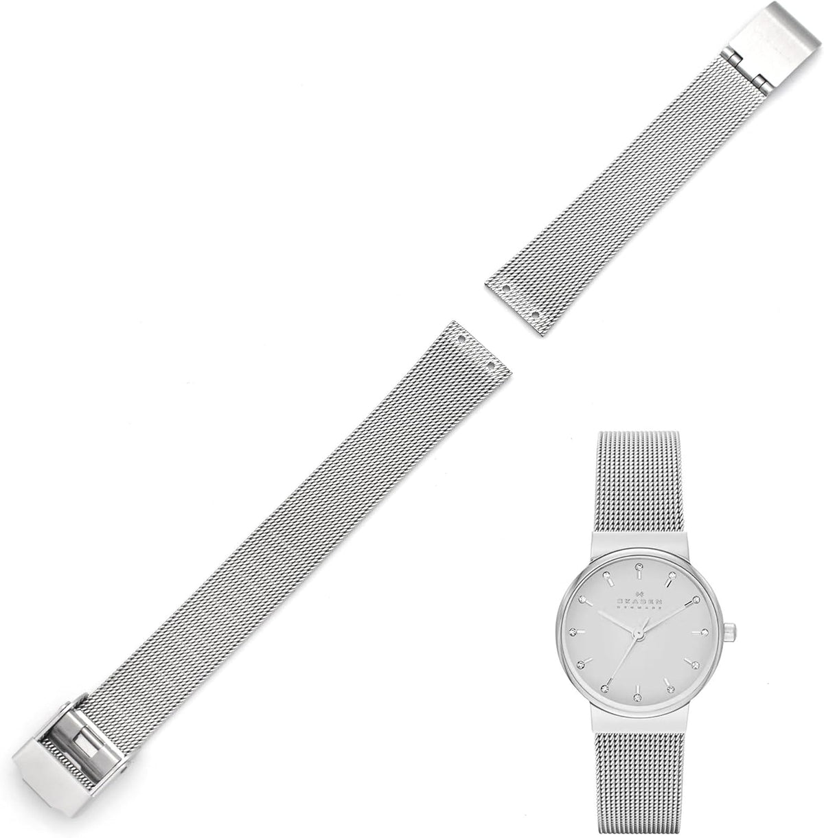 THEAGE Correa de reloj de 0.551 in que atornilla el reemplazo de la correa de reloj de acero inoxidable para Skagen