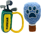 PUPROAR Colección Country Club - Paquete de regalo para perros, juguete de golf para perros y juguete de pickleball para perros con juguete chirriante, divertido y papel arrugado, juguetes divertidos