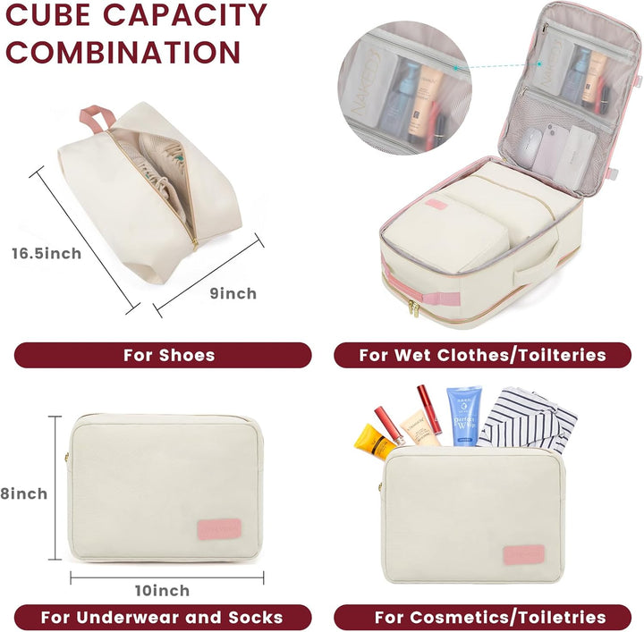 LOVEVOOK Mochila de viaje para llevar en cabina, Beige-rosado, Moch...