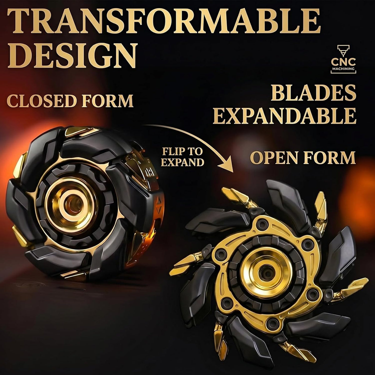 Spinner magnético transformable – Cuchillas de metal de doble eje, tiempo de giro de más de 2.5 minutos, juguete EDC premium para aliviar el estrés para adultos y adolescentes, escritorio de oficina