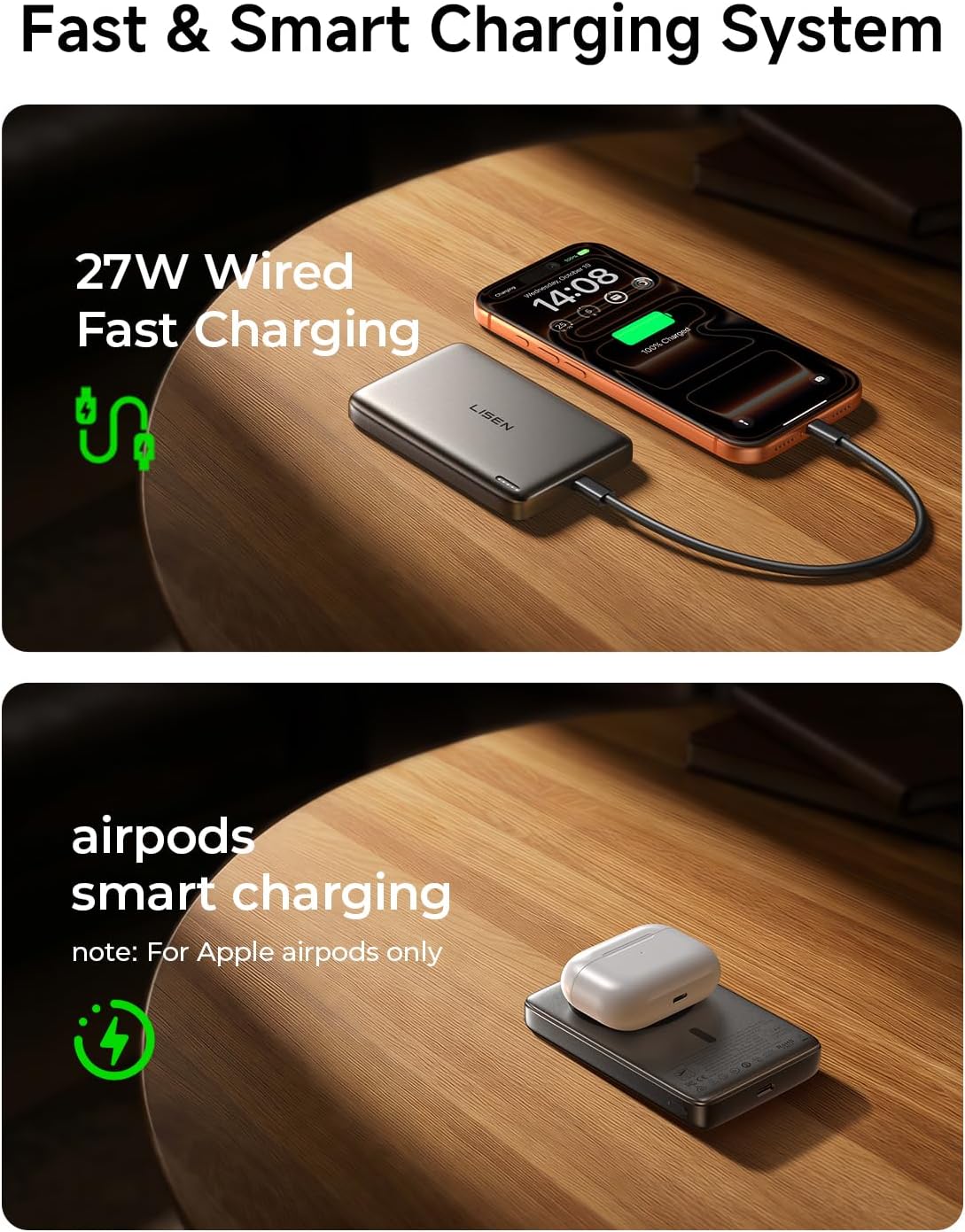 LISEN para batería Magsafe Power Bank, cargador portátil delgado de...