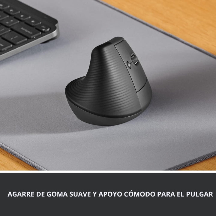 Logitech Lift - Mouse ergonómico vertical, inalámbrico, Bluetooth o...