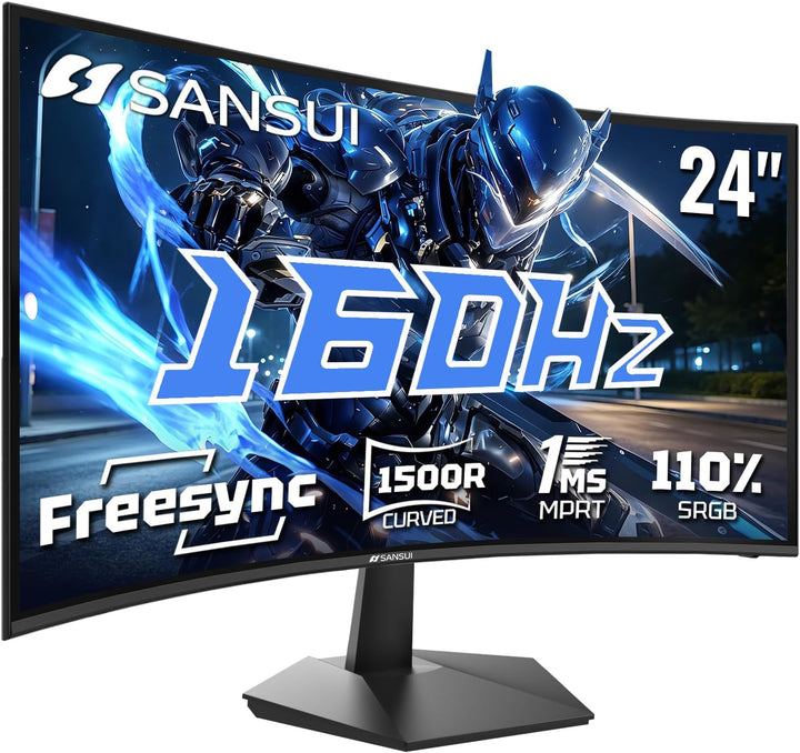 SANSUI Monitor curvo para juegos de 24 pulgadas de 160 Hz, monitor...