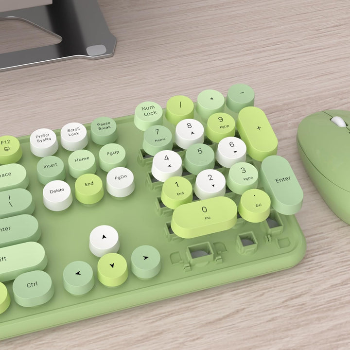 UBOTIE Teclado inalámbrico colorido para computadora y mouse óptico...