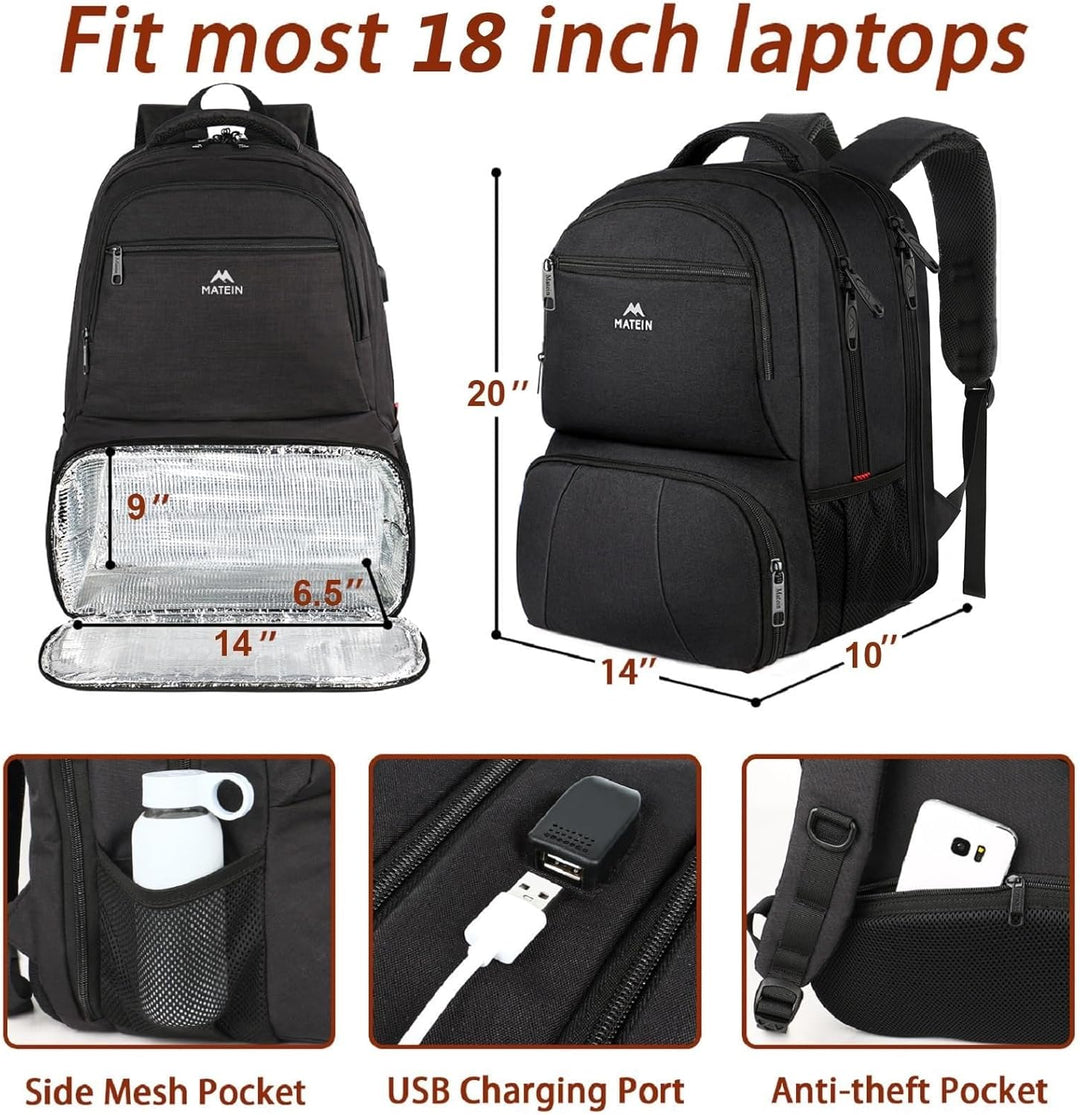 MATEIN Mochila de almuerzo para hombres, mochila térmica grande de...