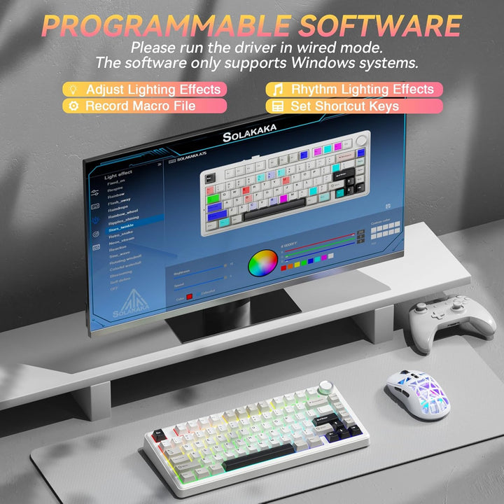 SOLAKAKA Teclado mecánico inalámbrico A75 75%, teclado para juegos...