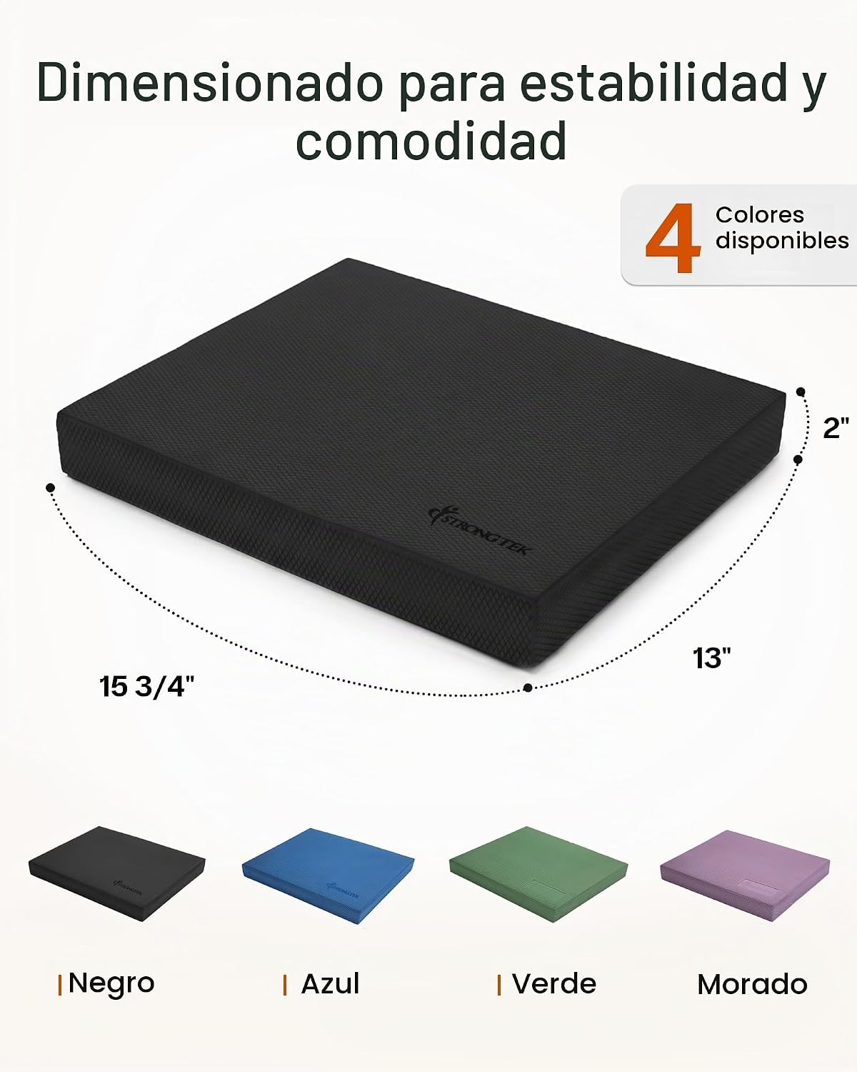 StrongTek Almohadilla de equilibrio profesional de espuma para ejercicios, 15.8 x 13 x 2 pulgadas, rodillera de espuma TPE de alta densidad, antideslizante y resistente al agua, para entrenamiento de