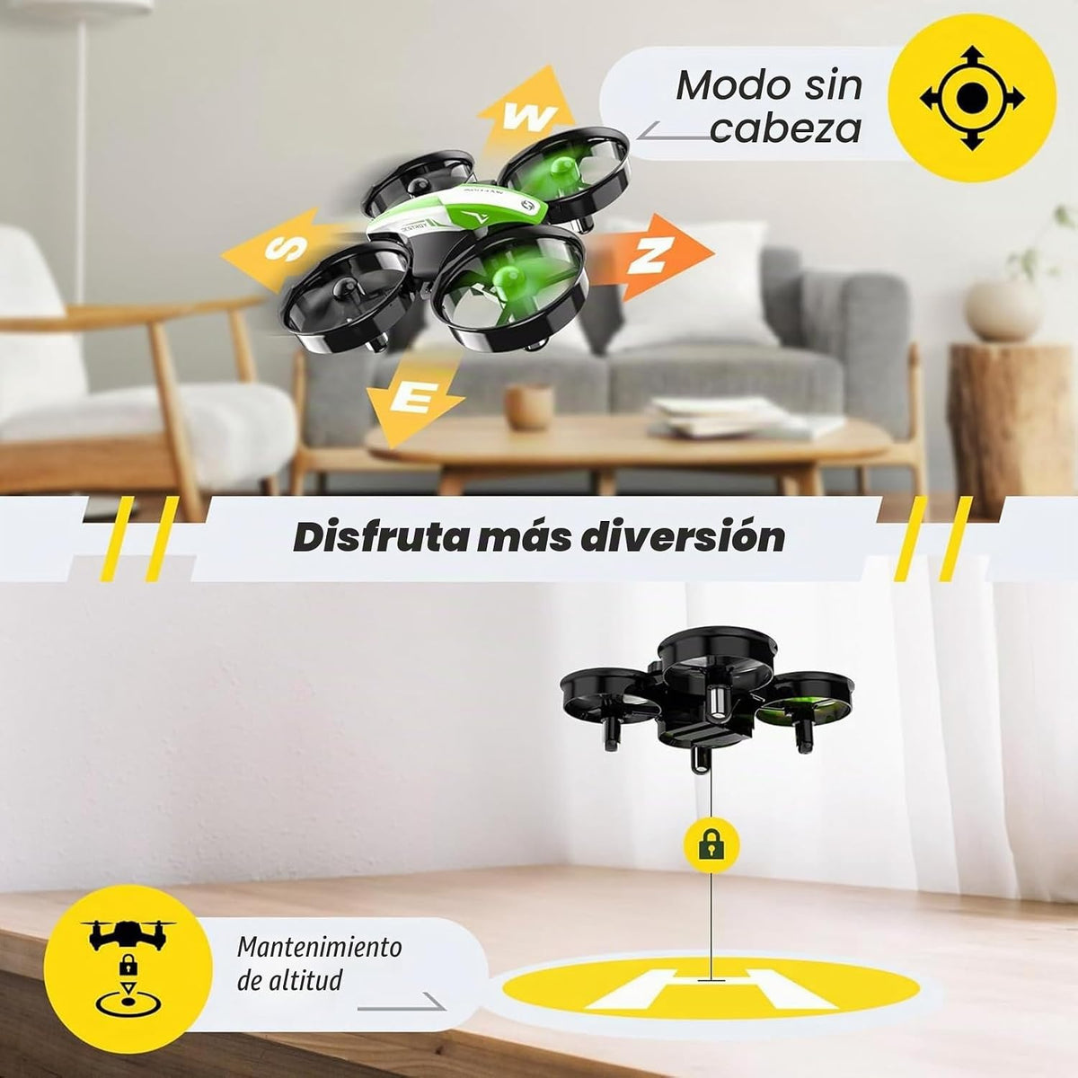 Holy Stone Mini Drone para Niños y Principiantes, Cuadricóptero Interior y Exterior para Niños y Niñas con Auto Hover, Vueltas 3D, 3 Baterías, Modo Sin Cabeza, Excelente Juguete de Regalo de Pascua para Niños y Niñas, HS210 Verde
