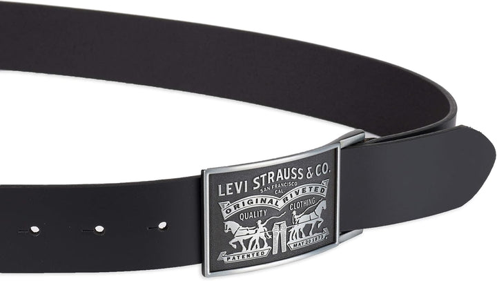 Levi's Cinturón de cuero para hombre con hebilla de placa extra...