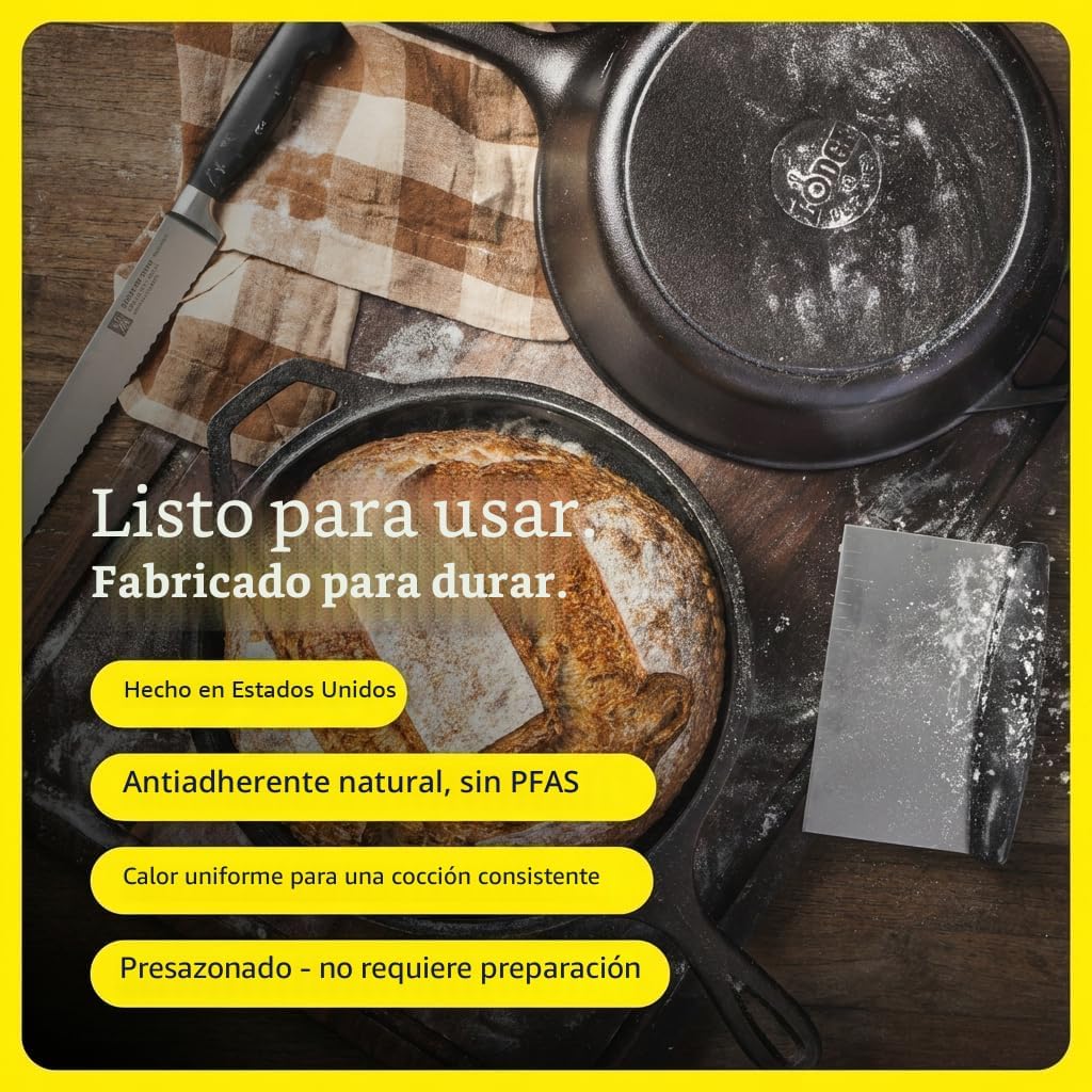 Combo de cocina olla/sartén Lodge LCC3 de hierro fundido precalentado, 3.2 cuartos de galón, Cocina combo, Negro