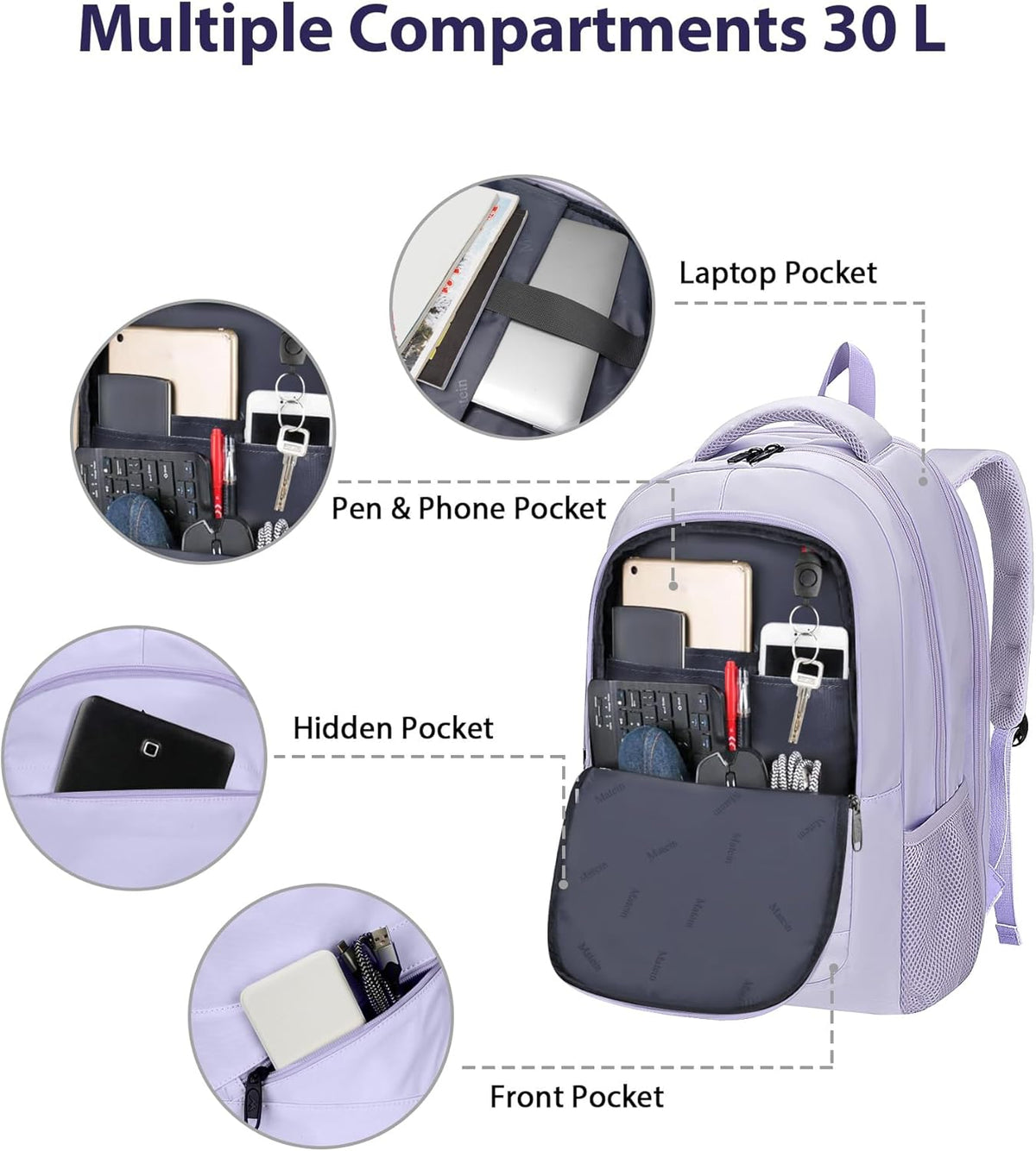 MATEIN Mochila grande para laptop de 17 pulgadas para mujer, mochil...