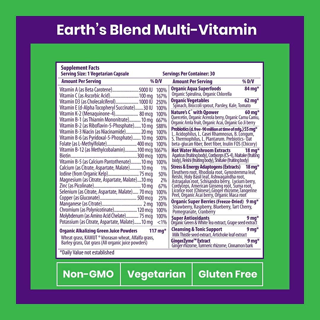 Paradise Herbs Earth's Blend Cápsulas multivitamínicas diarias...