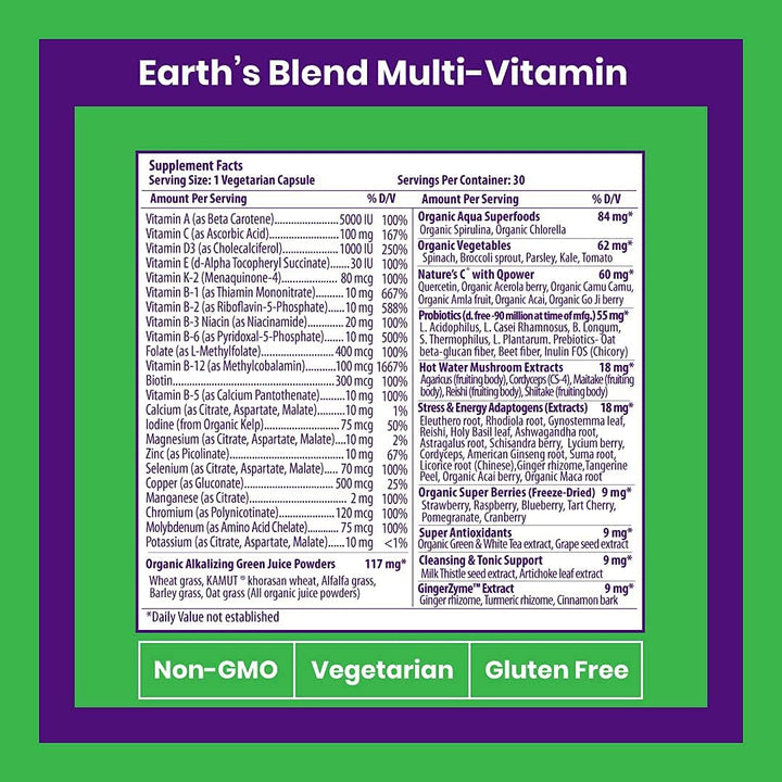 Paradise Herbs Earth's Blend Cápsulas multivitamínicas diarias...