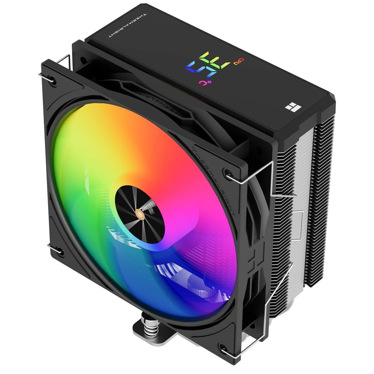 Thermalright Assassin X 120R Digital ARGB - Enfriador de aire para CPU, color negro, velocidad de 2000 RPM, 4 tubos de calor, enfriador de CPU de ventilador PWM silencioso de 4.7 in, cubierta superior de pantalla digital, para AM4/AM5, Intel