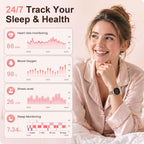 Relojes inteligentes para mujer, monitor HD AMOLED de 1.32 pulgadas para hacer y responder llamadas, monitor de frecuencia cardíaca 24/7/sueño/SpO2 para Android y iPhone, más de 130 modos
