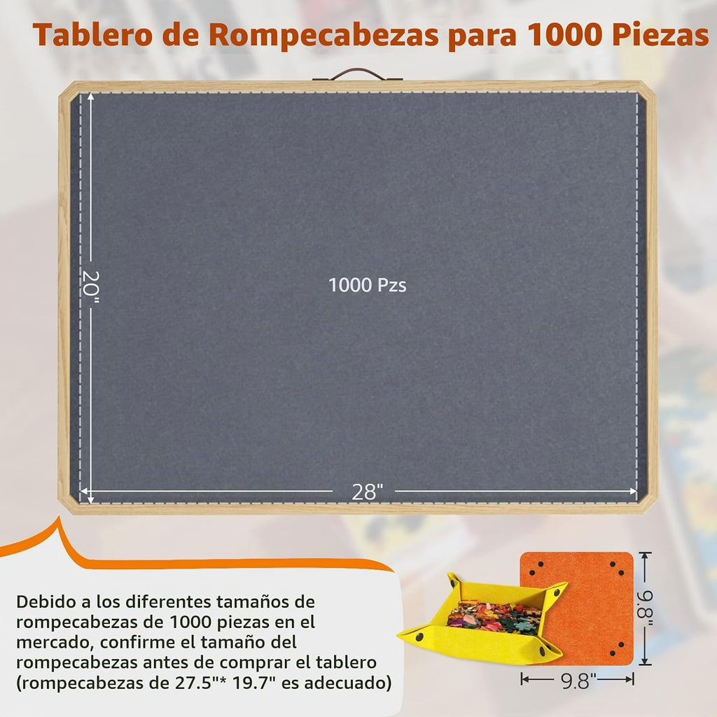 Tablero de rompecabezas de 1000 piezas con soporte inclinable, 6 bandejas