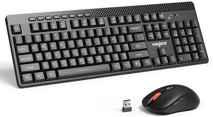 wegear Combo de teclado y mouse inalámbricos, mouse ajustable de 5...