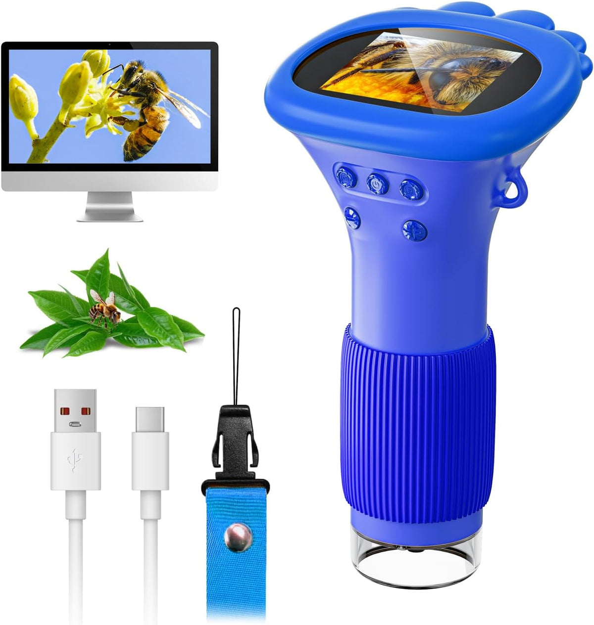Microscope para Kids, SKYBASIC 2" IPS Screen 1000X Handheld Digital Microscopes HD Pocket Portable Mini USB Microscope Camera, PC Compatible, Science Edu Fun Birthday Gifts Toys para Children Students