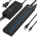 AGEEN, MKI-1200800C8, hub USB 3.2 de 16 puertos, alimentado, adaptador 12V/8A