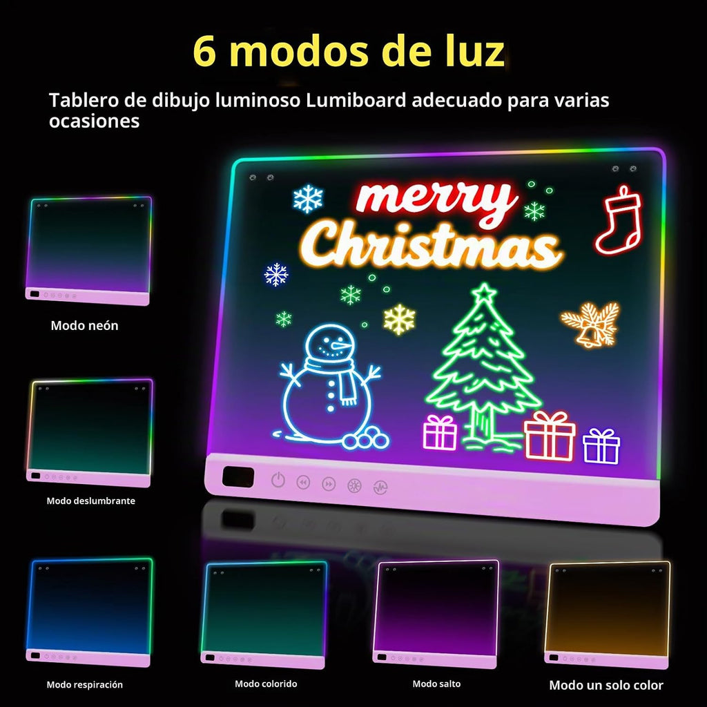 Tablero de dibujo LED con 13 efectos de luz, tablero de notas LED recargable de 16 pulgadas con colores, tableta de dibujo con luz de neón, regalos para niños para Pascua, cumpleaños, ideas