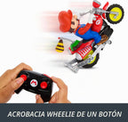 Hot Wheels Mario Wheelie Motocross RC, vehículo a batería con control remoto