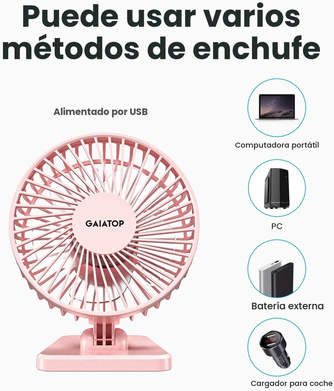 Gaiatop Ventilador de escritorio USB, pequeño pero potente, portáti...