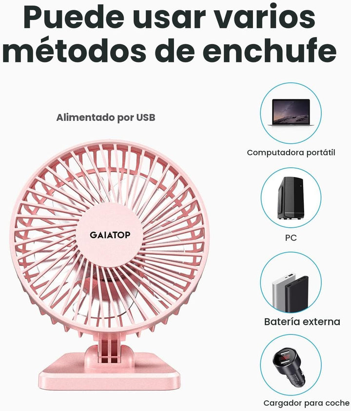 Gaiatop Ventilador de escritorio USB, pequeño pero potente, portáti...