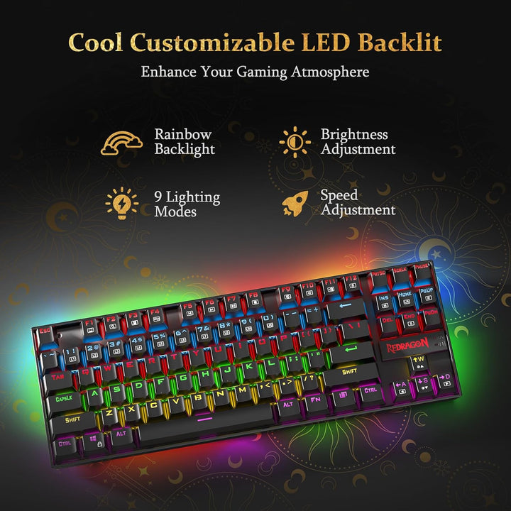 Redragon Teclado mecánico para juegos K552, compacto de 87 teclas,...