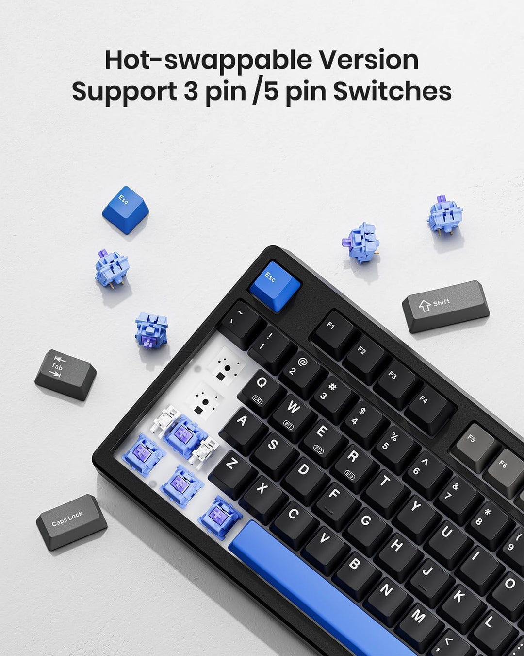 Teclado mecánico inalámbrico, montado con junta, con sonido cremoso...
