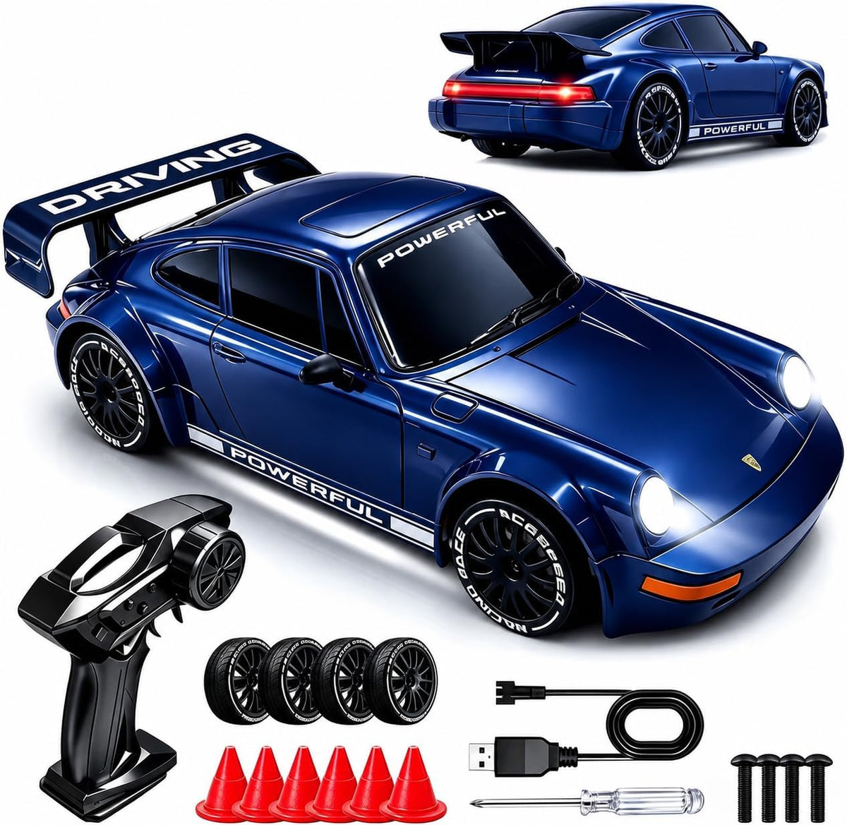 Auto de drifting RC a escala 1:20, 2.4GHz 4WD 360° Punto fijo de drift para niños