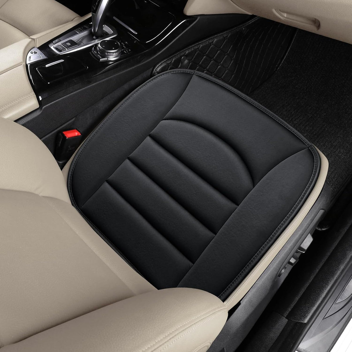 Cojín de espuma viscoelástica para asiento de automóvil con tela transpirable y gel antideslizante, ajuste universal para automóvil, camión, oficina, hogar, 19.6 x 18 x 1.2 pulgadas, color