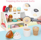 Juego de juguetes de madera para contador de helados, juego de comida para