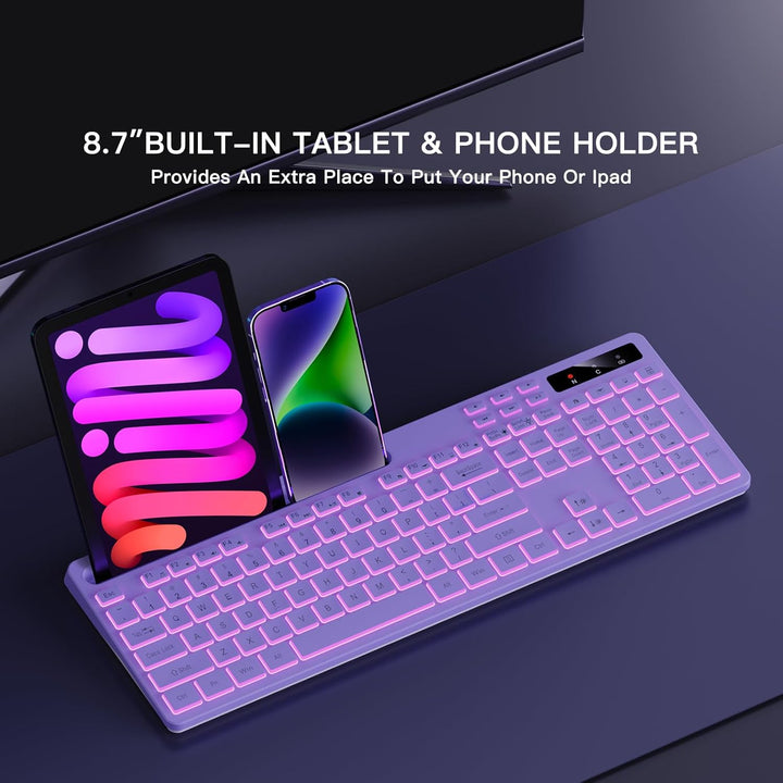 Soueto Teclado inalámbrico con retroiluminación RGB de 7 colores, t...