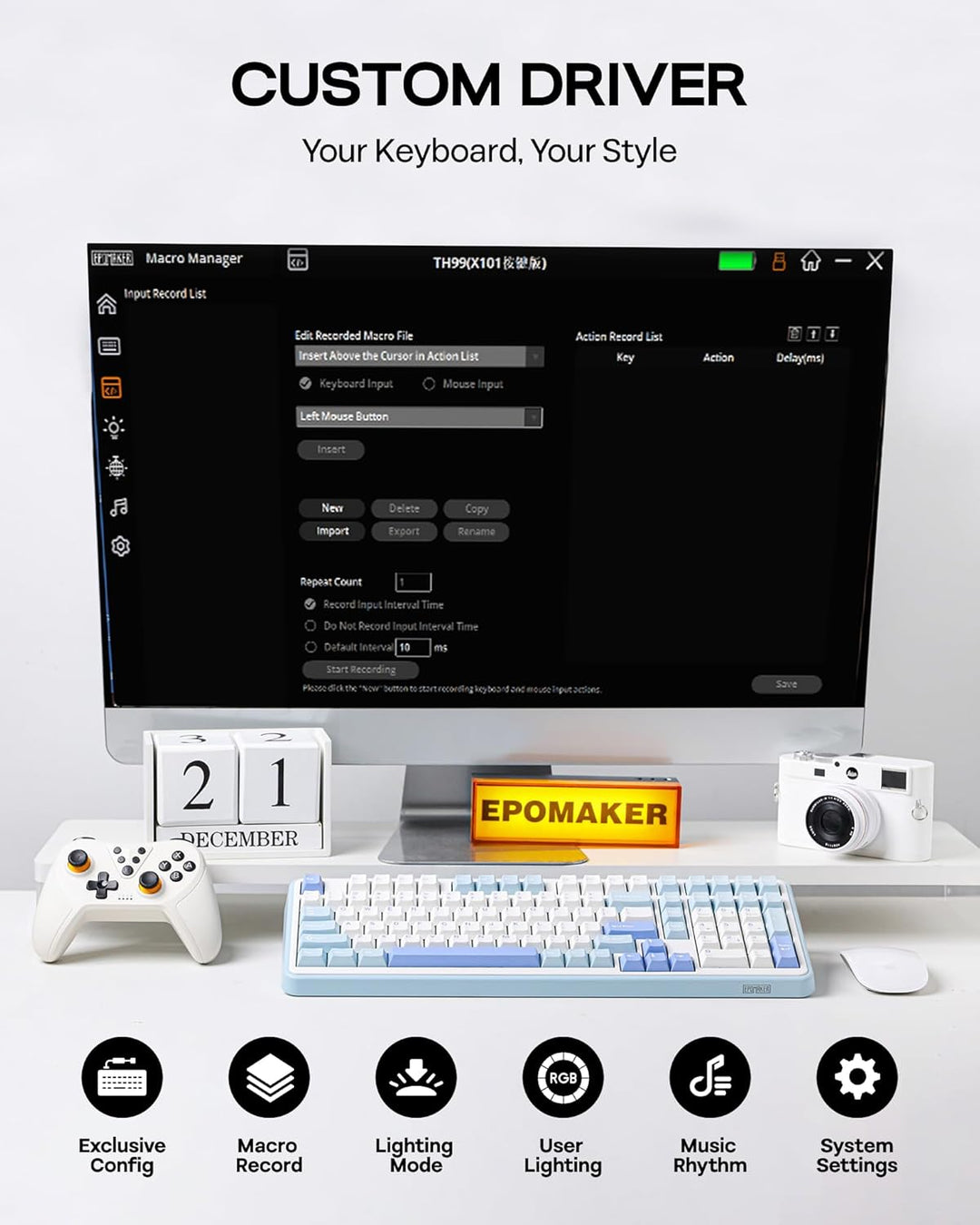 EPOMAKER TH99 Teclado mecánico inalámbrico de tres modos con baterí...