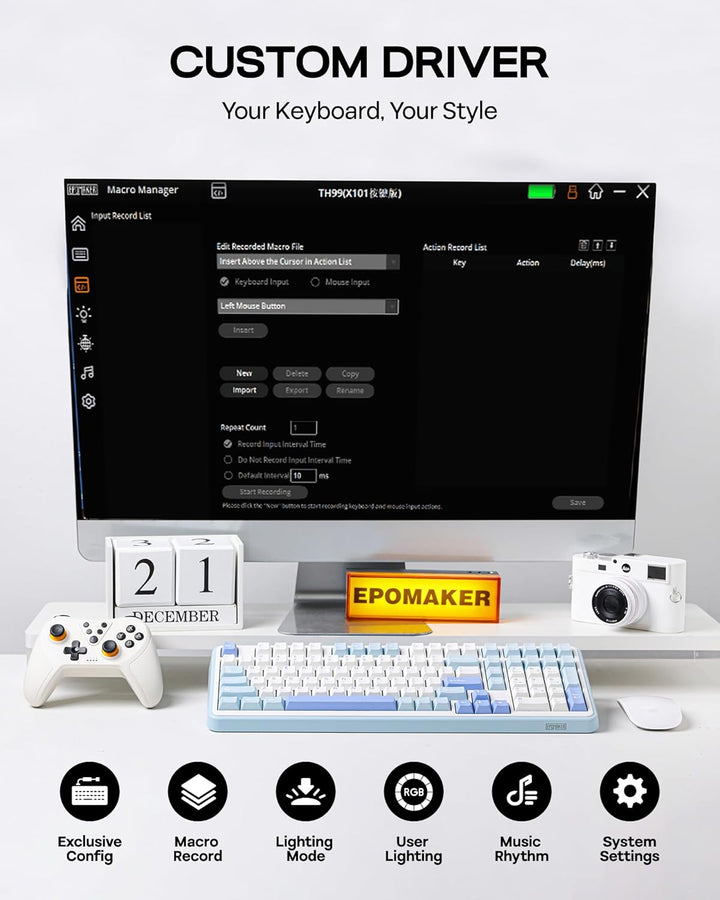 EPOMAKER TH99 Teclado mecánico inalámbrico de tres modos con baterí...