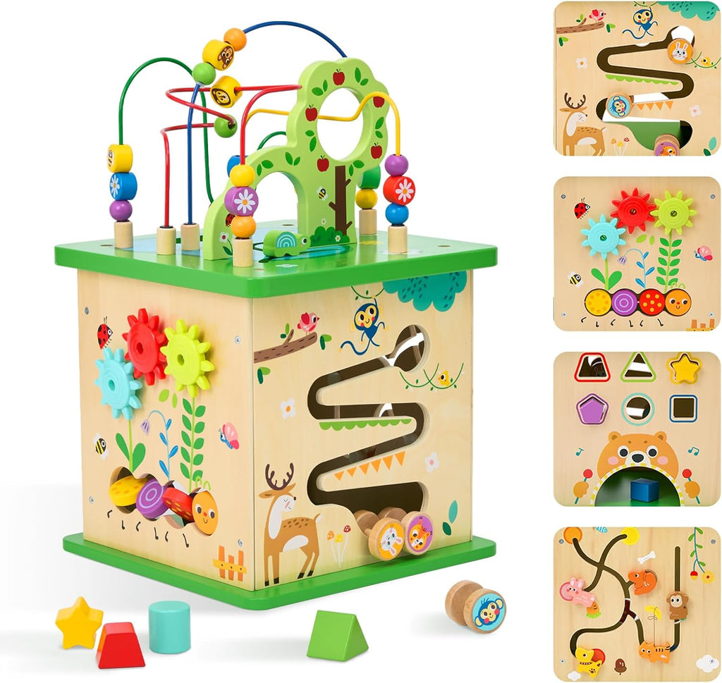 OOOK Cubo de actividades grande 5 en 1, cubo de actividades con temática