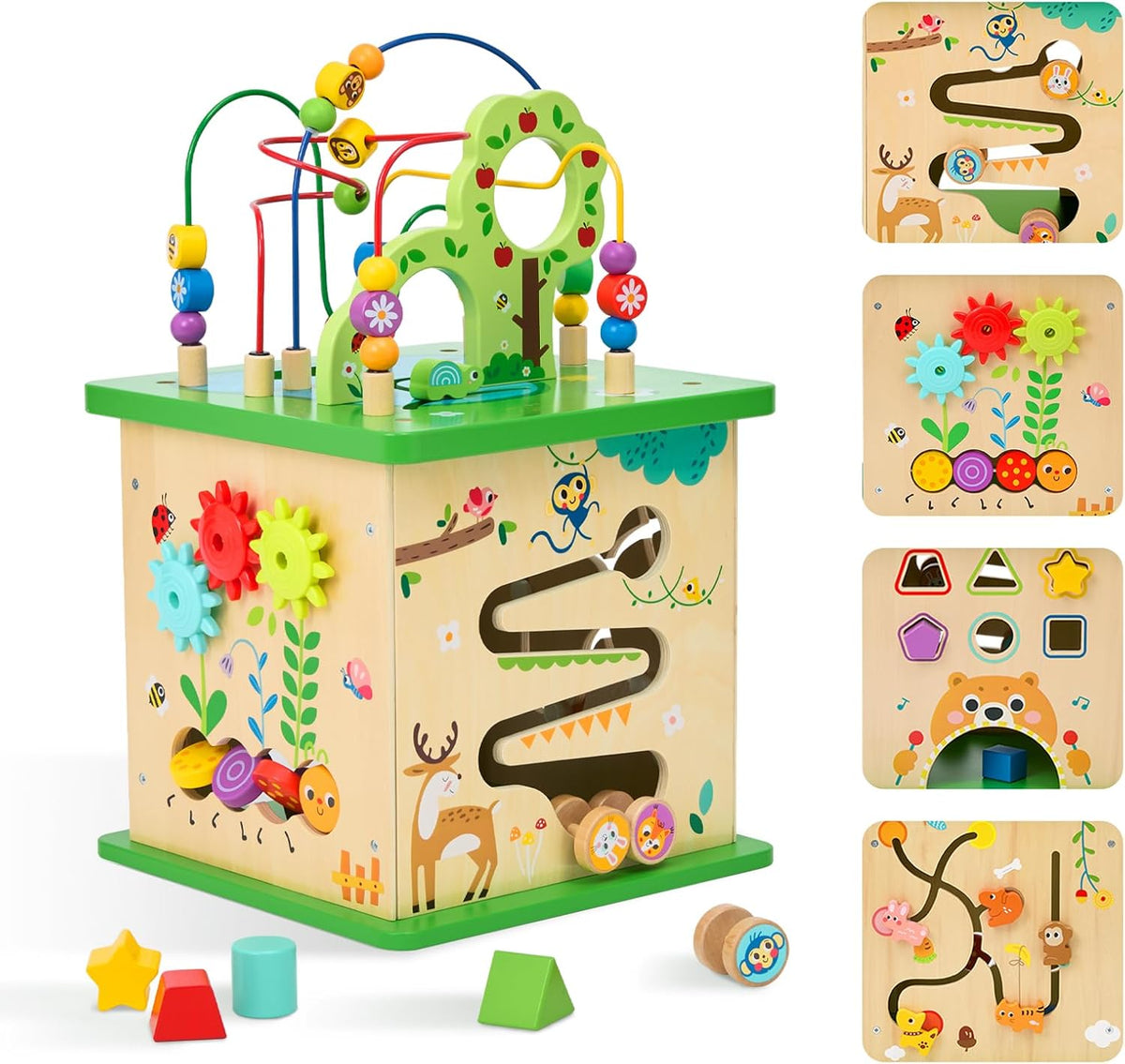 OOOK Cubo de actividades grande 5 en 1, cubo de actividades con temática