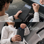 YESIIW Soporte de cuero para pasaporte, cartera de pasaporte de viaje con bloqueo RFID, ranura magnética para tarjeta de embarque YKK con cremallera delgada para viajes de negocios y vacaciones, Negro