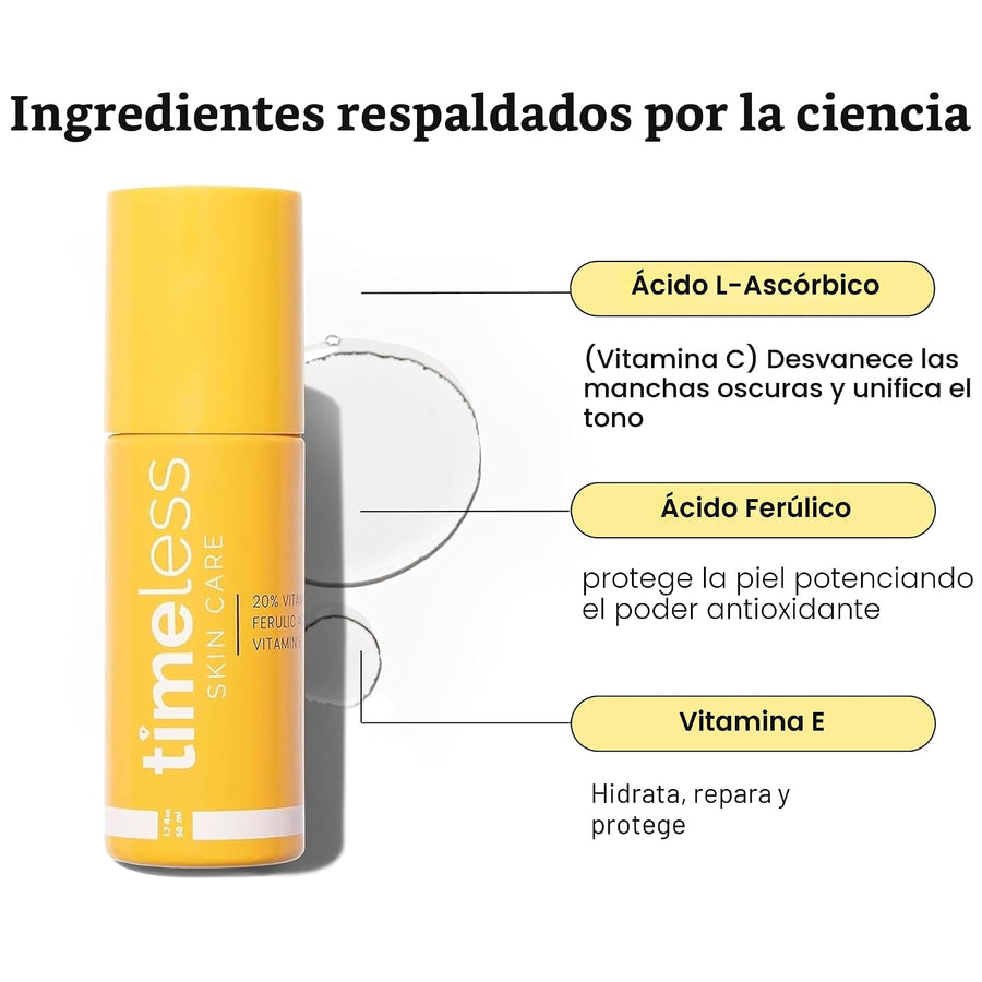 Timeless Skin Care Suero de vitamina C con vitamina E y ácido ferúl...